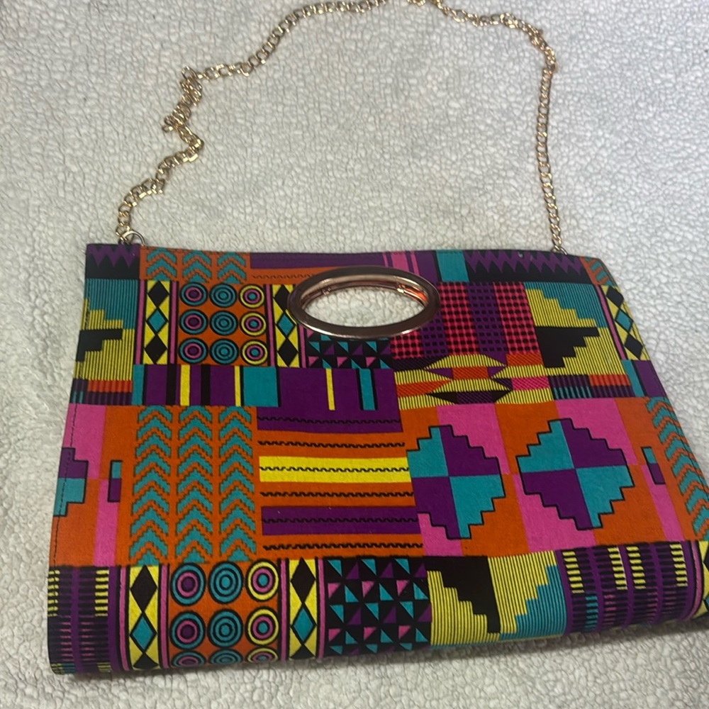 Large African print clutch